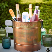 Load image into Gallery viewer, Champagne Bucket Copper Ice Cooler On Stand with Bar Serving Tray Dinner Party Entertaining Wine Bucket Ice Tub Accessory Kitchen Dining Room Wine Bottle Cooler
