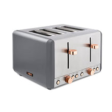 Load image into Gallery viewer, Tower | Cavaletto 4 Slice Toaster | Grey &amp; Rose Gold Copper | Stainless Steel |1800W
