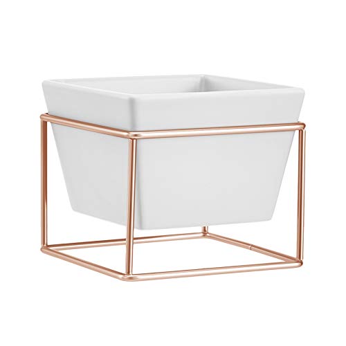 White & Copper Planter | Square | Indoor Plants 