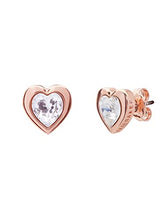 Load image into Gallery viewer, Ted Baker | Crystal Heart Stud Earrings | Rose Gold (Copper) Tone Plated With Crystal
