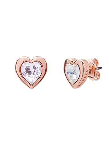 Ted Baker | Crystal Heart Stud Earrings | Rose Gold (Copper) Tone Plated With Crystal