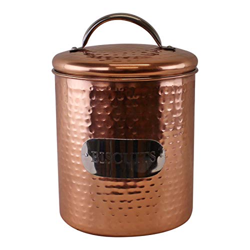 Hammered Copper Metal Kitchen Food Storage Tin Canister Pot (Biscuit Tin)