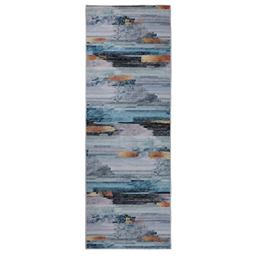 Runner Rug Carpet | Copper, Grey, Black, Blue | 60 x 240cm | Anti Slip 