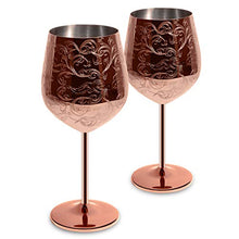 Load image into Gallery viewer, Etched Copper Wine Glasses | Set Of 2 | Goblets | Stainless Steel 
