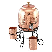 Load image into Gallery viewer, Pure Copper Water Dispenser Jug | With Stand &amp; Cups | 5 Litres | 250 ml
