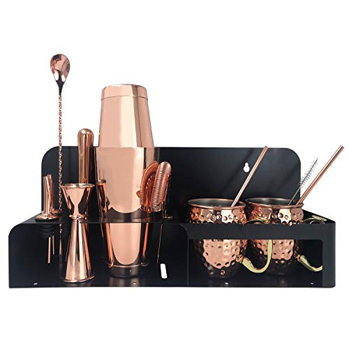 Copper Cocktail Shaker Set | 14-Pieces | Bartender Kit | Wedding Anniversary Gift