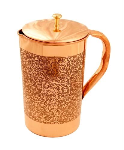 Pure Copper Embossed Water Jug | Pitcher | 1500 ML | Ratna