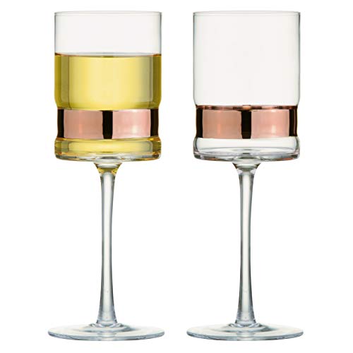 Decorative Set Of 2 Wine Glasses | Copper & Glass | Gift Set | 350ml  