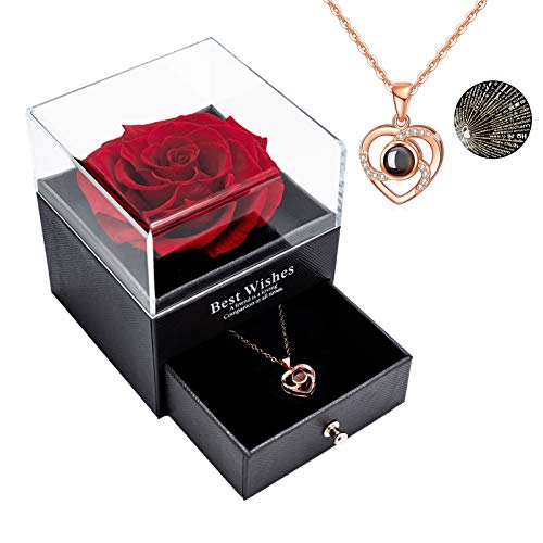 Rose Gold, Copper Necklace | Jewellery Gift Box | Handmade Real Rose | Gift