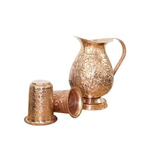 Load image into Gallery viewer, Copper Water Jug | With 2 Cups | Detailed Patterned Jug 
