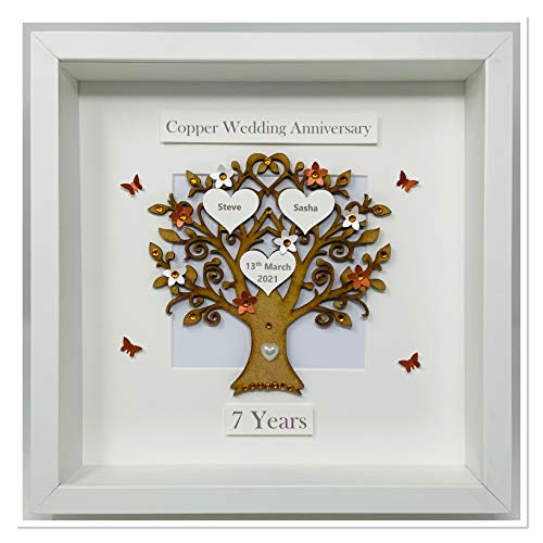 7 Years | Copper Wedding Anniversary Family Tree Picture Frame | Gift ...