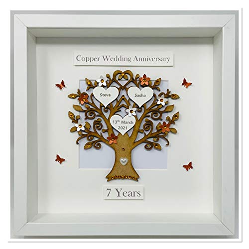 7 Years | Copper Wedding Anniversary Family Tree Picture Frame | Gift Personalised 