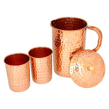 Load image into Gallery viewer, Pure Copper Hammered Water Jug With 2 Copper Tumblers
