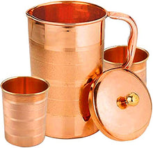 Load image into Gallery viewer, Copper Pitcher &amp; 2 Tumbler Set | Pure Copper Jug 
