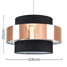 Load image into Gallery viewer, MiniSun Modern Cylinder Ceiling Pendant Light Shade in a Black &amp; Copper Effect Finish
