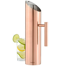 Load image into Gallery viewer, Copper Water Pitcher | Jug | Carafe | 1.7 Litre | Stainless Steel | With Ice Guard | VonShef
