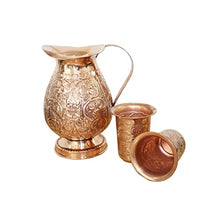 Load image into Gallery viewer, Copper Jug With Copper Cups | Pitcher Water Jug | Moscow Mule Copper Mugs Set Of 2 
