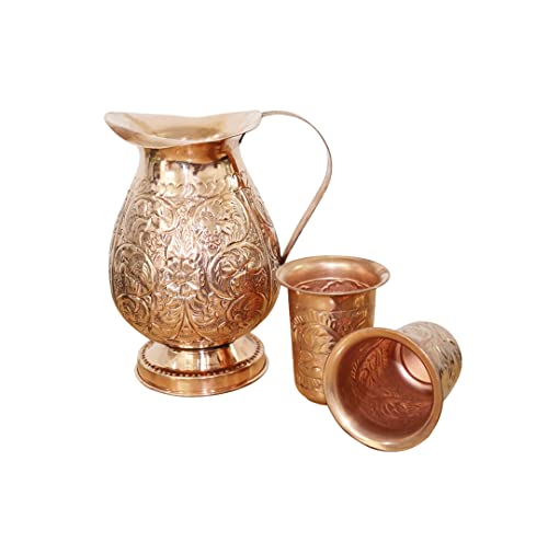 Copper Jug With Copper Cups | Pitcher Water Jug | Moscow Mule Copper Mugs Set Of 2 