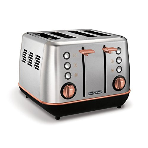 Morphy Richards | Evoke 4 Slice Toaster | Brushed Stainless Steel & Copper, Rose Gold