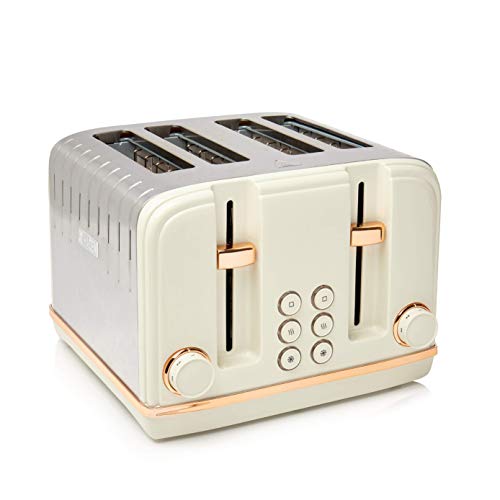 Haden Salcombe Toaster | Cream & Copper | Electric Stainless-Steel Toaster | Four Slice