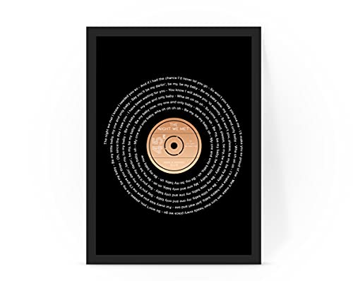 Personalised Song Lyric Art | Framed A3 print (297x420mm) | Copper Wedding Anniversary Gift