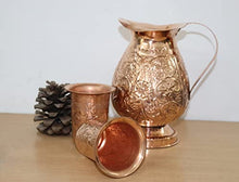 Load image into Gallery viewer, Copper Water Jug | Patterned | With Copper Tumblers 
