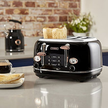 Load image into Gallery viewer, Tower 4 Slice Toaster | Black &amp; Copper 
