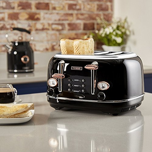 Tower Bottega Black Rose Gold Copper 4 Slice Toaster Stainle Copper Living