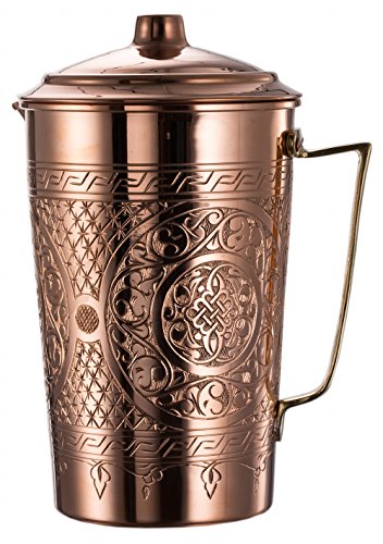 Copper Water Moscow Mule Serving Pitcher Jug With Lid