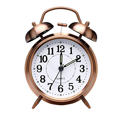 Retro Alarm Clock | Vintage Twin Bell | Non Ticking | Copper 