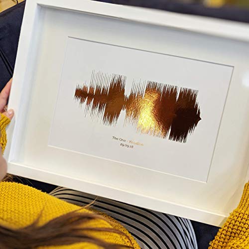 Personalised Wedding Anniversary Gift | Metallic Foil Sound Wave Song Print | Copper