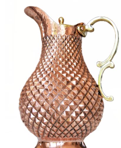 Copper Pitcher | Jug | Embossed Textured | 100% Pure Copper | 1750ml (60fl oz)