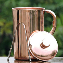 Load image into Gallery viewer, Copper Water Jug | With Lid | 100% Copper 
