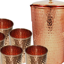 Load image into Gallery viewer, Hammered Copper Water Jug | With 6 Drinking Cups 
