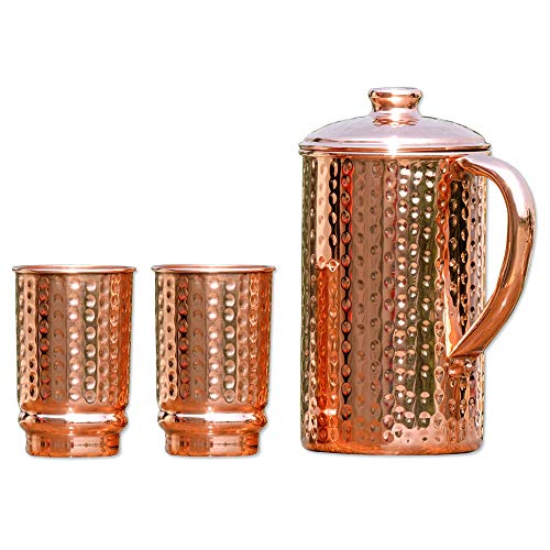 Copper Pitcher & Set Of 2 Tumblers | Pure Copper | Ayurveda Health Benefit