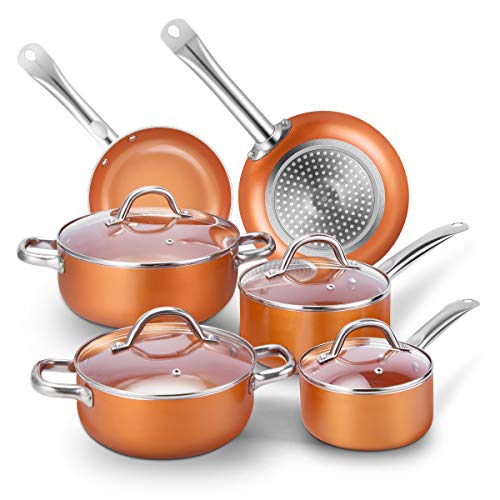 CUSIBOX Cookware Set Pan & Pot Set 6 Piece , Stock Pot, Saute Pan, Saucepan,Glass Lid | Induction | Nonstick